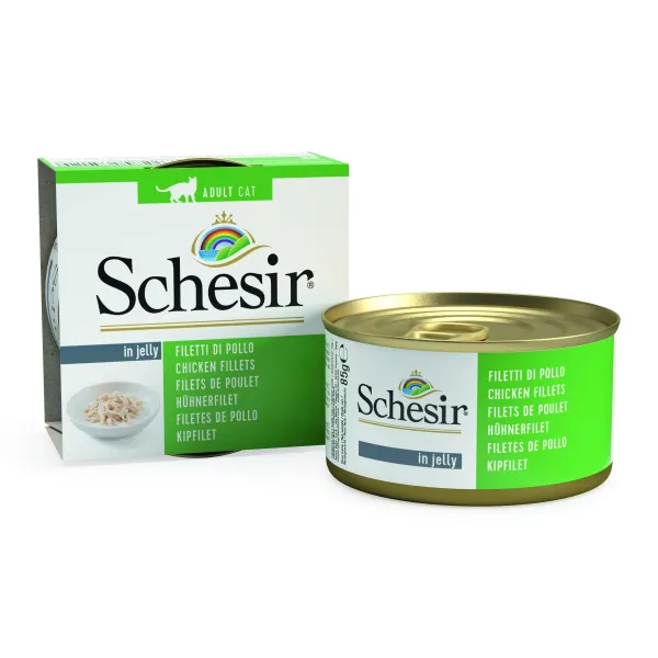 Schesir Cat Chicken Fillets - Консерва за котки с пилешки филенца в желе, 85 гр./ 3 броя