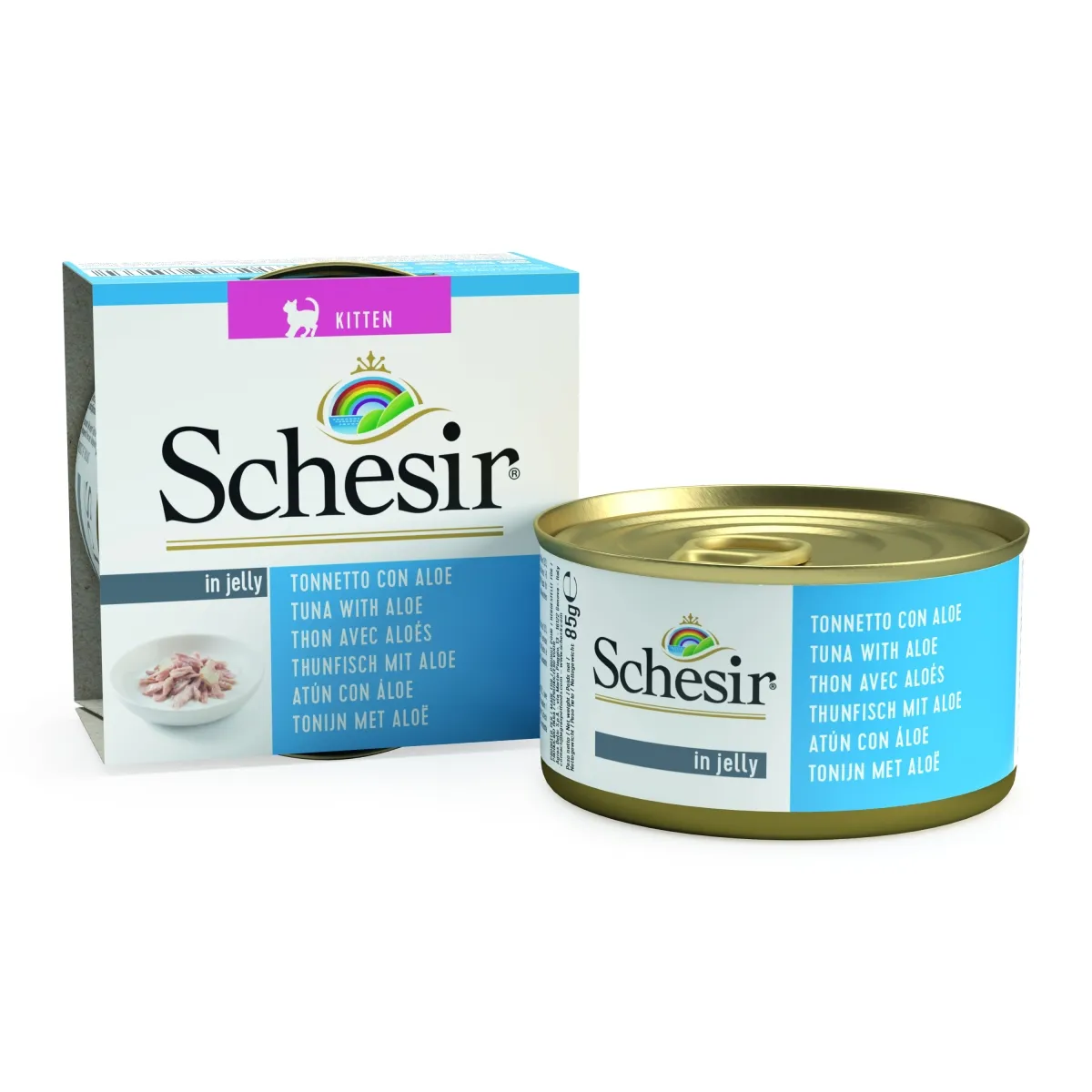 Schesir Kitten Tuna with Aloe - Консерва за котенца до 12 месеца с риба тон и алое в желе 85 гр./ 3 броя