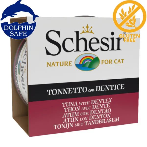 Schesir Cat Tuna with Dentex - Консерва за израснали котки с риба тон и зубан в желе 85 гр./3 броя