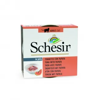 Schesir - Консервирана храна за израснали котки с риба тон с папая, 75 гр./ 3 броя