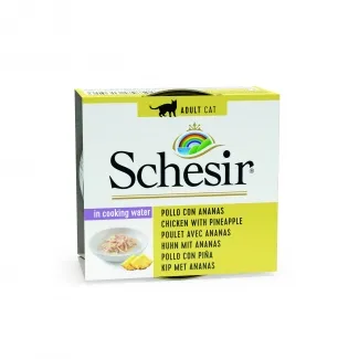 Schesir - Консервирана храна за израснали котки с пилешко месо и ананас, 75 гр./ 3 броя