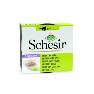 Schesir - Консервирана храна за израснали котки с пилешко месо и ябълка, 75 гр./ 3 броя