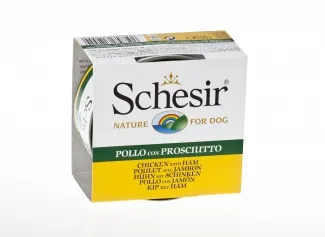 Schesir Nature - Консервирана храна за израснали кучета с пилешко филе и прошуто в желе, 150 гр./ 2 броя