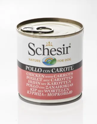 Schesir - Консервирана храна за израснал кучета с пилешко филе и моркови, 285 гр./2 броя