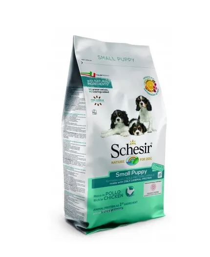 Schesir MINI Puppy Monoprotein - Пълноценна суха храна за подрастващи кучета от малки и мини породи с пилешко месо, 800 гр.