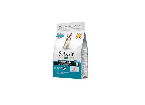 Schesir Medium Adult - Пълноценна суха храна за израснали кучета от средни породи с риба, 12 кг.