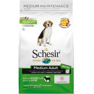 Schesir Medium Adult - Пълноценна суха храна за израснали кучета от средни породи с агнешко месо, 12 кг.