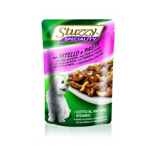 Stuzzy Speciality Dog - Пауч за израснали кучета с телешко месо и паста, 100 гр./5 броя