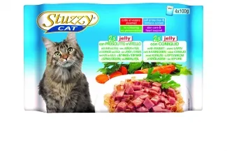 Stuzzy Adult Cat - Пауч за израснали котки с различни видове месо, 4 боя х 100 гр. в пакет/ 2 пакета