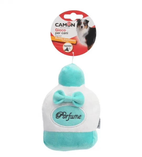 Camon - Забавна плюшена играчка за кучета във формата на шишенце за парфюм, 15 см. -розова/синя 1