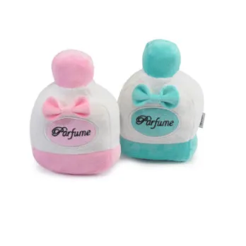 Camon - Забавна плюшена играчка за кучета във формата на шишенце за парфюм, 15 см. -розова/синя 2