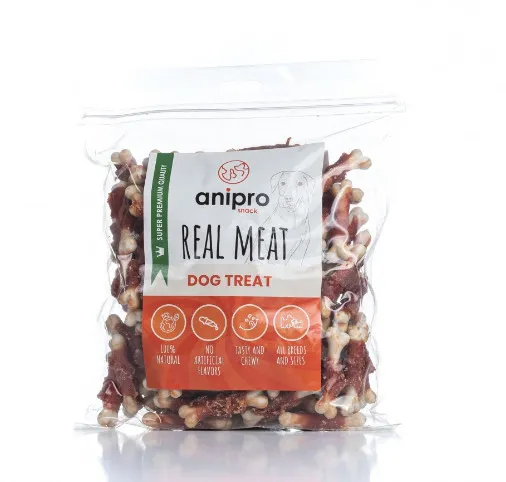 Anipro - Лакомство за кучета, кокалчета обвити с патешко месо - 1 кг.