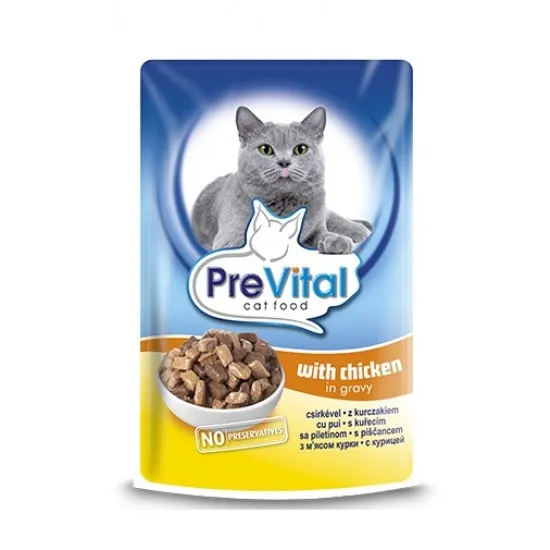 PreVital Pouch Cat - Пауч за котки с пилешко месо, 24 броя х 100 гр.