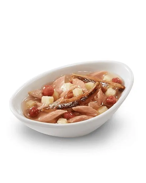 Schesir Adult Cat Salad - Висококачествена консервирана храна за израснали котки с риба тон, аншоа, сладки картофи и боровинки, 85 гр./ 3 броя 2