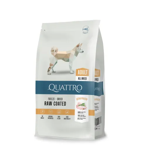 Quattro All Bread Adult - Пълноценна храна за израснали кучета от всички породи с екстра птиче месо, 3 кг.
