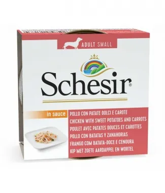 Schesir - Консервирана храна за кучета от малки породи, с пилешко с картофи и моркови, 85 гр./ 3 броя