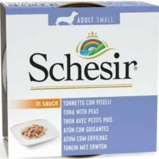 Schesir - Консервирана храна за кучета от малки породи, с риба тон и грах, 85 гр./ 3 броя