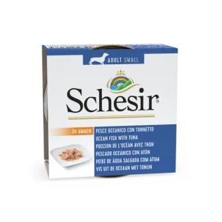 Schesir - Консервирана храна за кучета от малки породи, с океанска риба и риба тон, 85 гр./ 3 броя