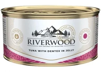 Riverwood - Висококачествена консервирана храна за котки над 1 година, с риба тон и зубан в желе, 85 гр./ 3 броя 1
