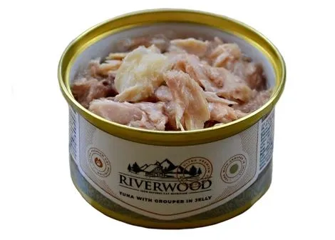 Riverwood - Висококачествена консервирана храна за котки над 1 година, с риба тон с групер в желе, 85 гр./ 3 броя 2