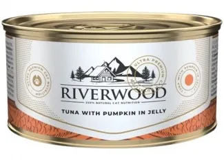 Riverwood - Висококачествена консервирана храна за котки над 1 година, с риба тон с тиква в желе, 85 гр./ 3 броя 1