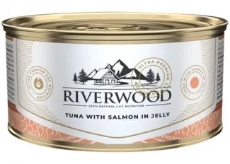 Riverwood - Висококачествена консервирана храна за котки над 1 година, с риба тон и сьомга в желе, 85 гр./ 3 броя 1