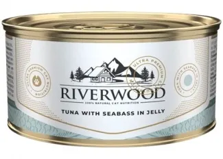 Riverwood - Висококачествена консервирана храна за котки над 1 година, с риба тон и лаврак в желе, 85 гр./ 3 броя 1