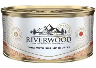 Riverwood - Висококачествена консервирана храна за котки над 1 година, с риба тон и скариди в желе, 85 гр./ 3 броя 1