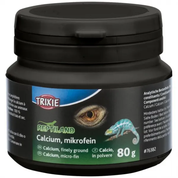 Trixi Calcium - Калциев карбонат за тревопасни, месоядни и земноводни влечуги, 80 гр.