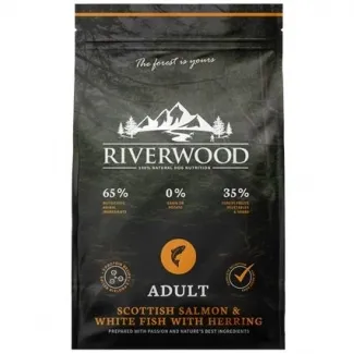Riverwood Adult - Пълноценна суха храна за израснали кучета с проблеми с кожата или козината със сьомга, 2 кг. 1