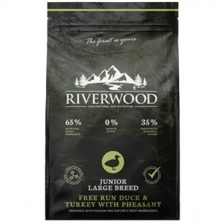 Riverwood Junior - Пълноценна суха храна за кучета от едри породи от 3 до 24 месеца с патешко месо, 12 кг. 1