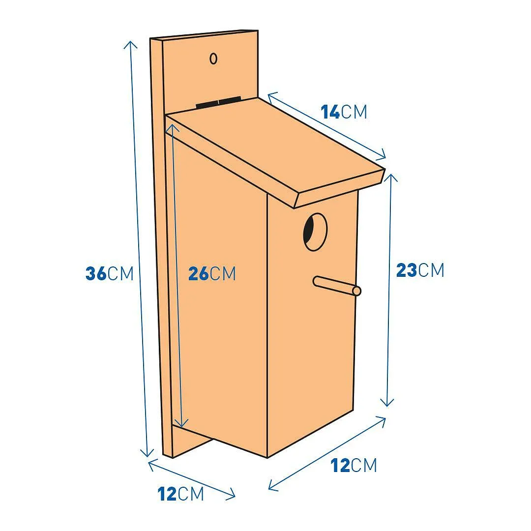 Duvo Plus - Дървена къщичка за птици, 12,5x14,5x36 см. 2