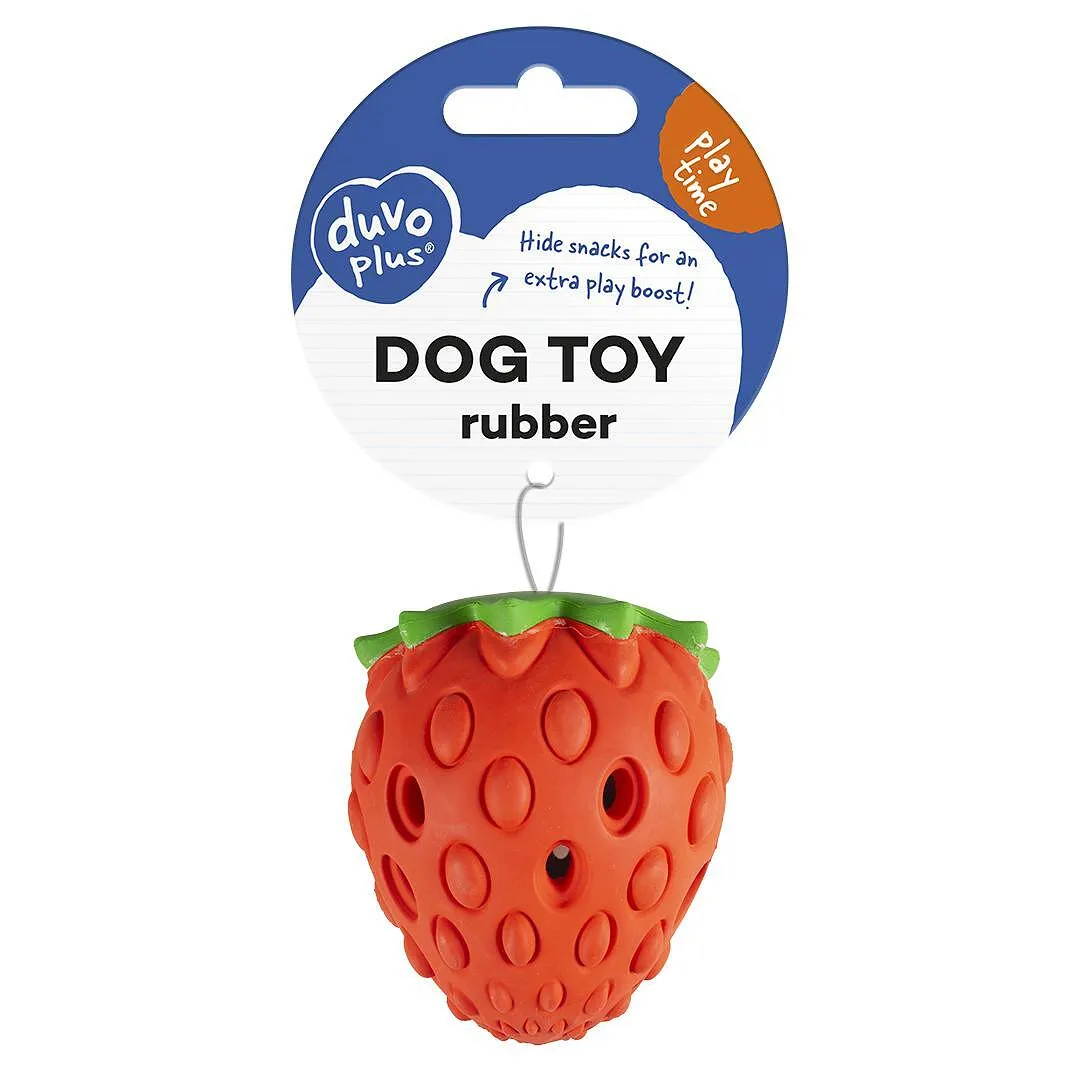Duvo Plus - Гумена играчка с диспенсър за лакомства за кучета във форма на ягода, 8,3Х8,3Х9,8 см. 1