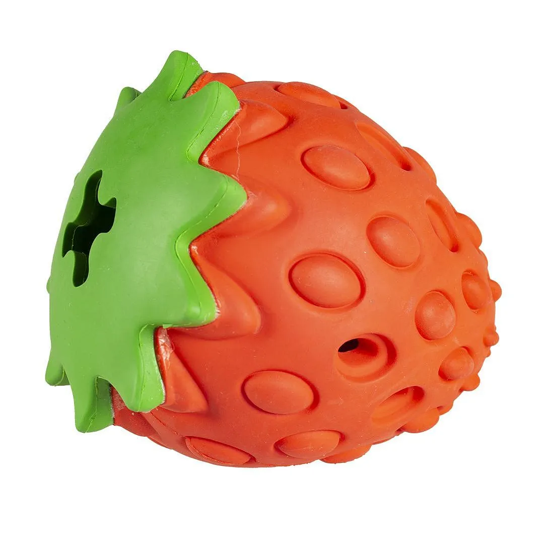 Duvo Plus - Гумена играчка с диспенсър за лакомства за кучета във форма на ягода, 8,3Х8,3Х9,8 см. 2