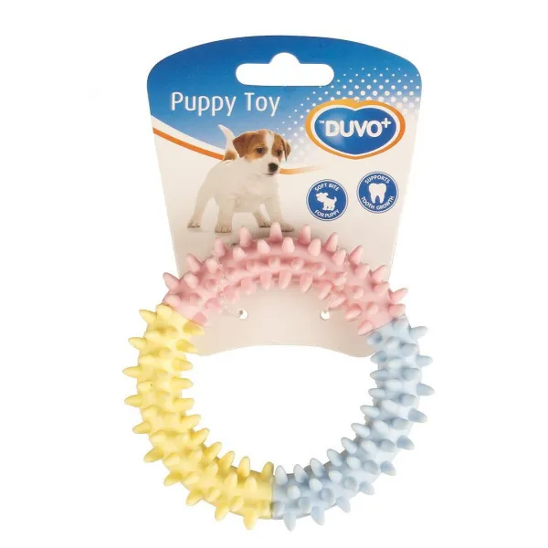 Duvo Plus Small - Дентална играчка за подрастващи кучета във форма на ринг, 11 см.