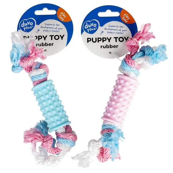 Duvo Plus - Играчка за кученца на възраст от 2 седмици до 6 месеца с въже и TPR, 20 см. 1
