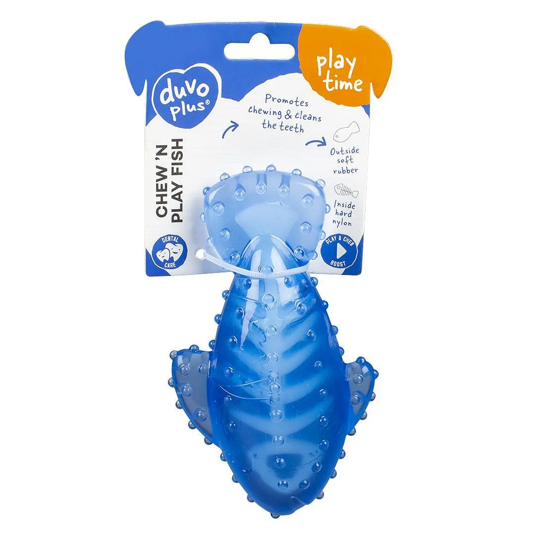 Duvo Plus Chew'N Play - Играчка за кучета от TPR и найлон във форма на риба,16,7Х9,9Х6 см.