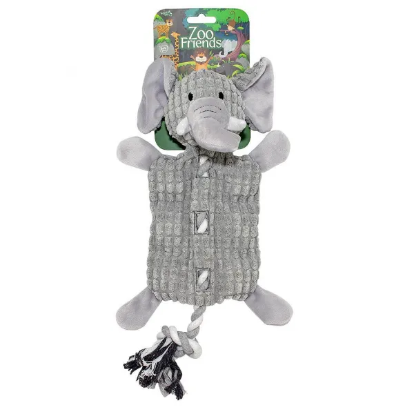 Duvo Plus Zoo Friends - Плюшена играчка за кучета плосък слон, 39Х21Х10 см. 1