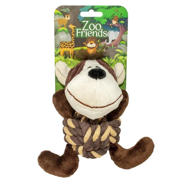Duvo Plus Zoo Friends - Плюшена играчка за кучета във форма на маймуна, 17Х16Х10 см.