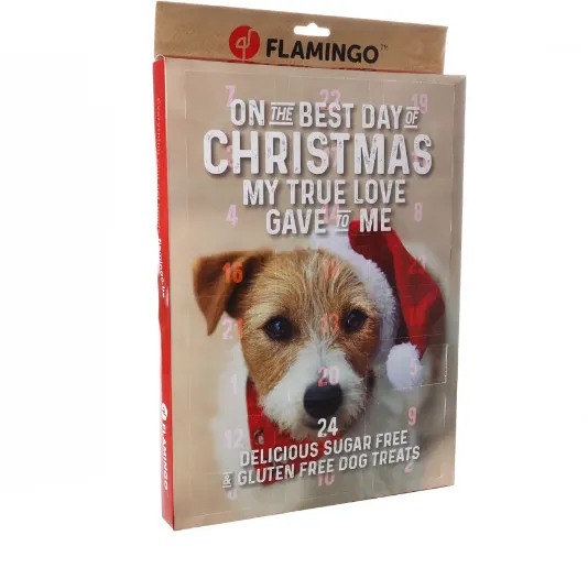 Flamingo Christmas Snacks - Коледен календар за кучета с лакомства, 295 гр.