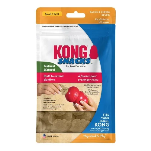 KONG Snacks Bacon & Cheese Small - Лакомство за кучета, за поставяне в играчките на Kong или за самостоятелно даване като награда, 198 гр. 1