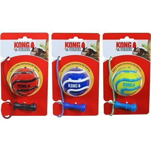KONG Wavz Bunjiball Medium - Интерактивна играчка за кучета за дърпане и дъвчене с въже и топка 2