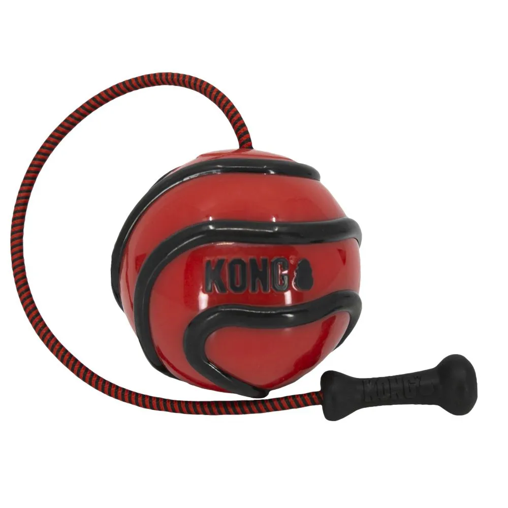 KONG Wavz Bunjiball Medium - Интерактивна играчка за кучета за дърпане и дъвчене с въже и топка 3