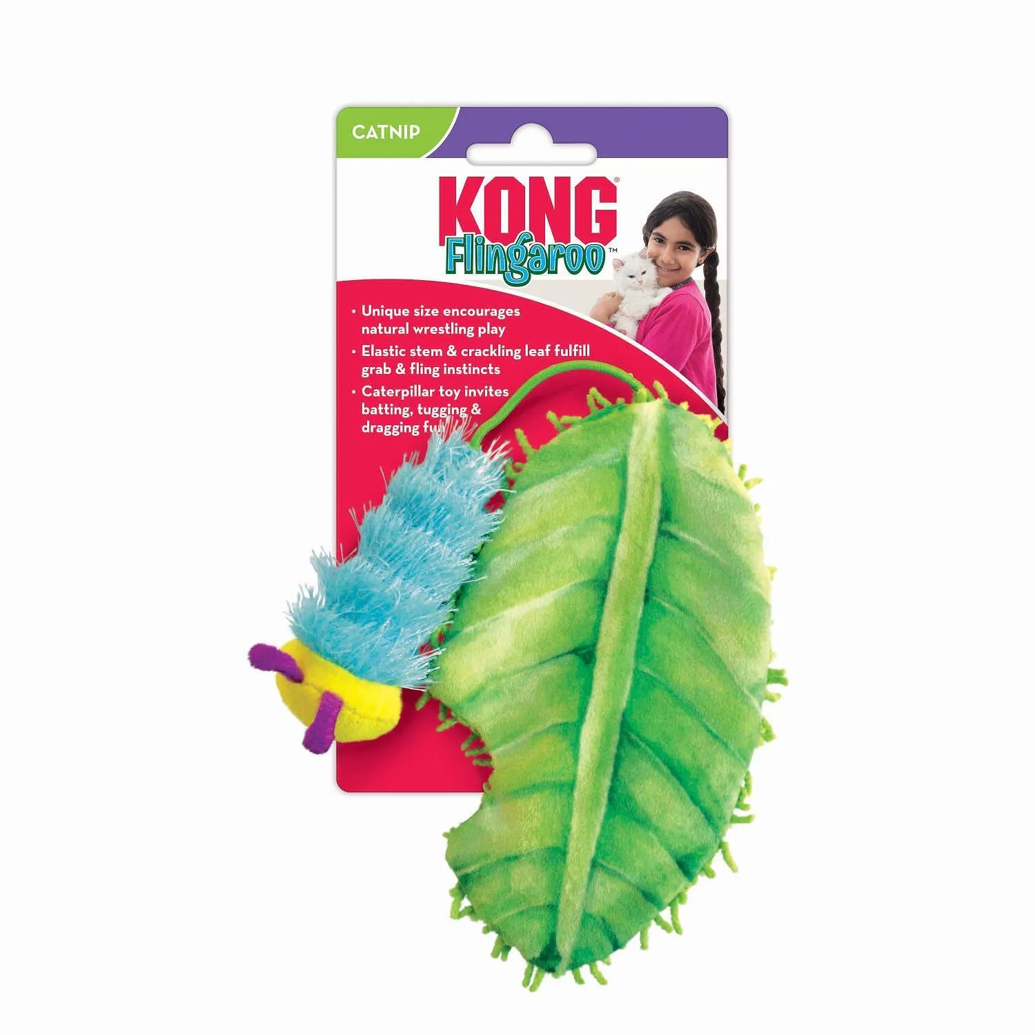 KONG Flingaroo - Забавна играчка за котки от листо и гъсеница 1
