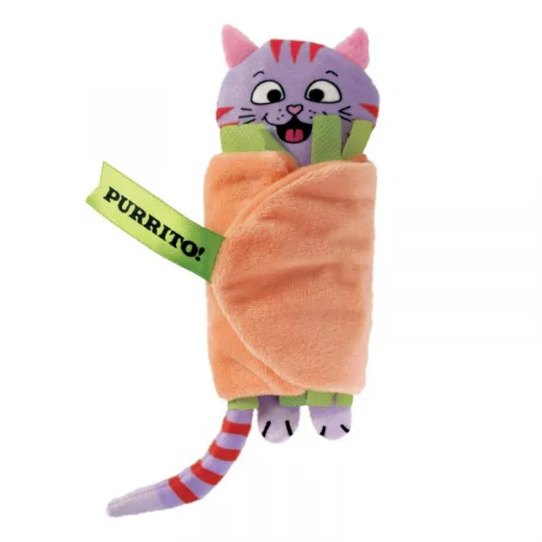 KONG Pull-A-Partz Purrito - Забавна котешка играчка с котешка трева стимулираща играта 1