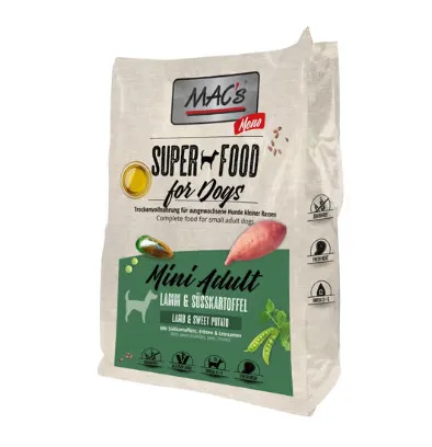 MAC's DOG Mono Mini Adult Lamb & Sweet Potato - Пълноценна суха храна за израснали кучета от малки и мини породи с агнешко месо и картофи, 750 гр.