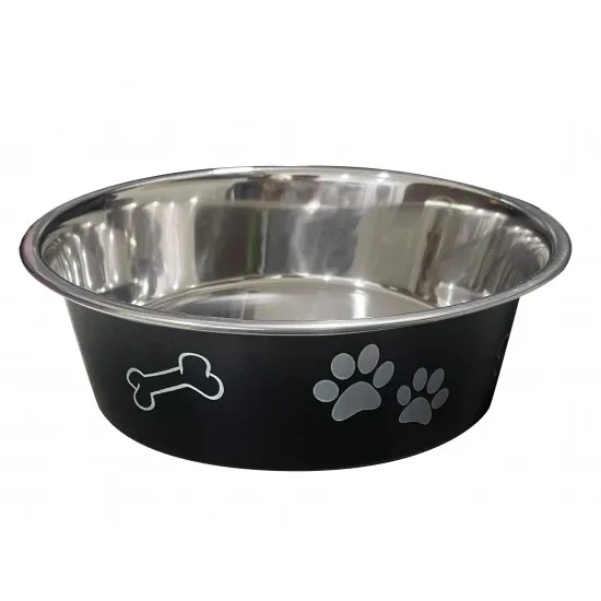 Anipro Paws No Slip - Метална неплъзгаща се купа за кучета и котки, черна 12 см, 200 мл.