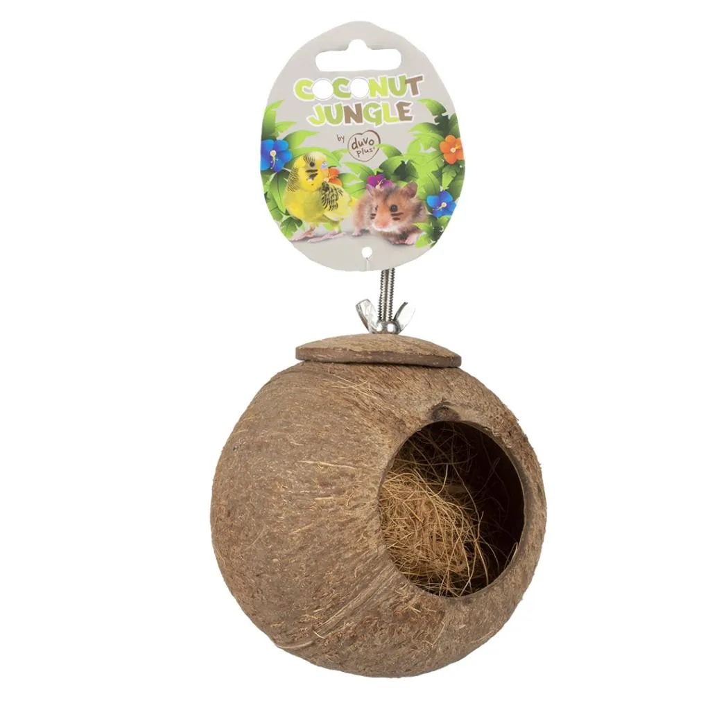 Duvo Plus Coconut Jungle house - Кокосова къщичка за птици с хартиен пълнеж, 16Х12,5Х12,5 см.  2