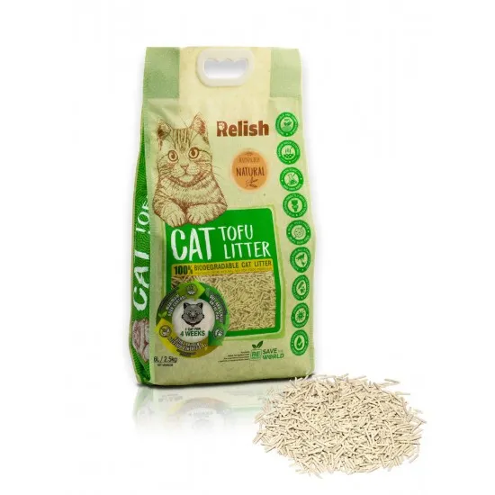Relish Cat Tofu Litter - Биоразградима котешка постелка тофу Натурал 6 л./2 .5 кг