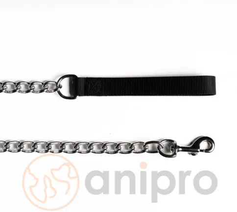 Anipro - Повод синджир за кучета, 2.0 мм/100 см. с дръжка черна лента 2